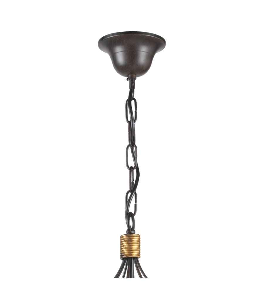 Lampadario a 8 luci "fiamma" marrone, e14